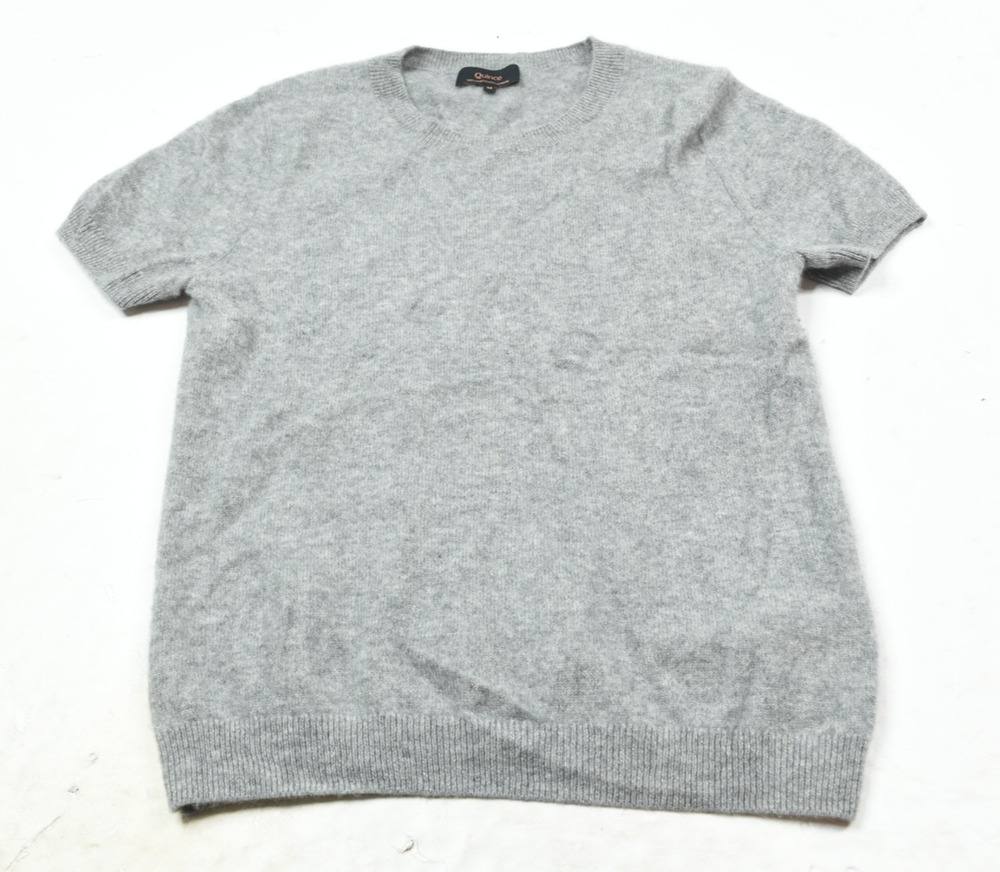 Quince Mongolian Cashmere Tee Womens Medium Heather Gray Short Sleeve